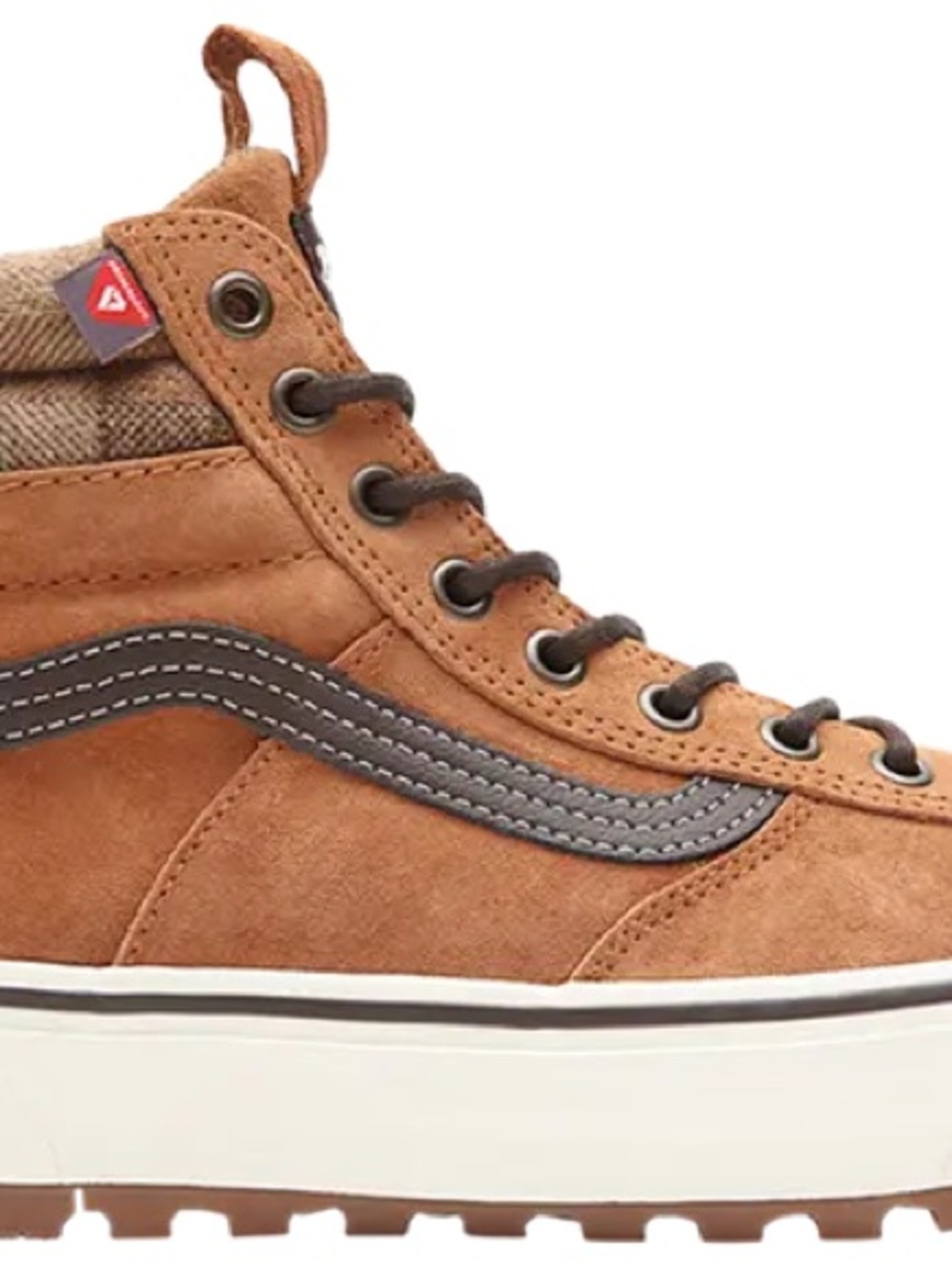Vans Tan Suede High-Top Sneaker with Black Stripe